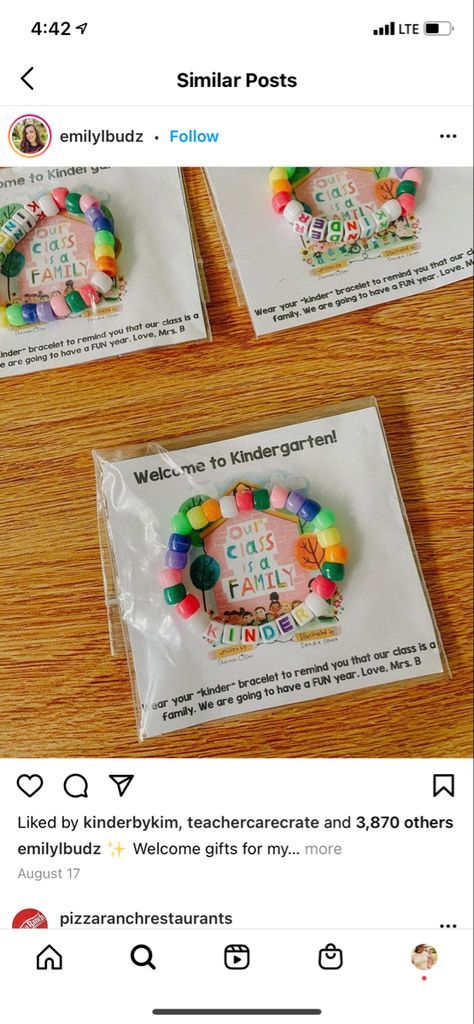 Welcome To Kindergarten, Family Bracelets, Class B, Welcome Gifts, First Day Of School, Takeout Container, Kindergarten, 10 Things, Gifts