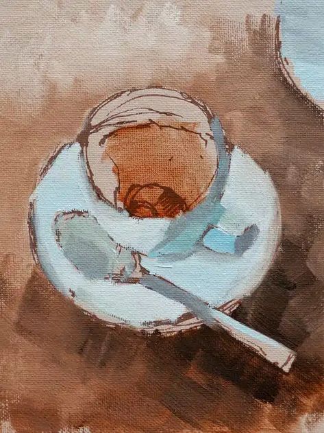 Simple Still Life, Simple Oil Painting, Oil Painting For Beginners, Study Project, Oil Painting Tutorial, Coffee Painting, Painting People, Still Life Oil Painting, Still Life Drawing