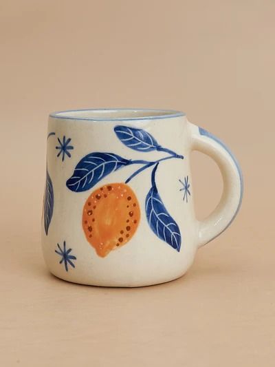 Shop All Tea Mugs Aesthetic, Hand Painted Tea Cups, Flower Pottery Mug, Surface Design Ceramics, Trendy Pottery Painting Ideas, Cute Fall Mugs, Large Ceramic Mug, Ceramic Cat Mug, Clay Cup Designs