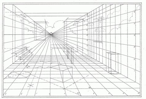 perspective Perspective Grid Drawing, 2 Point Perspective Grid, Line Perspective Drawing, Perspective Template, Grid Drawing Ideas, Drawing Depth, Room Perspective, Room Perspective Drawing, Drawing Ideas Simple