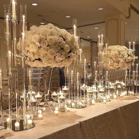 Crystal Candelabra Wedding Centerpieces, Crystal Candelabra Wedding, Acrylic Candle Holder, Candelabra Wedding Centerpieces, Table Centerpiece Flower, Candelabra Wedding, Glass Candelabra, Crystal Candelabra, Candle Holders Wedding