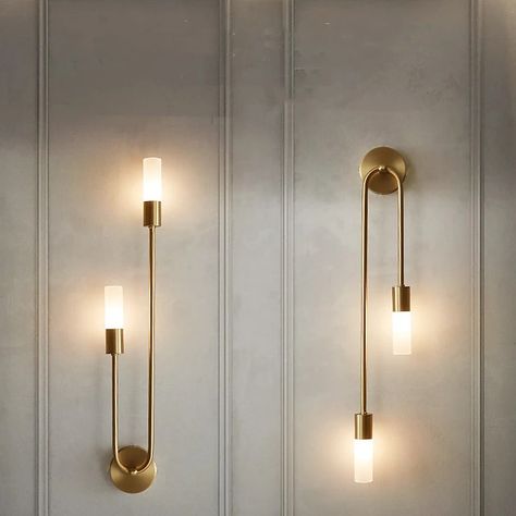 LED Wall Sconce Lamp Copper Indoor 56/67cm 2 Light Minimalist Wall Mount Light Long Home Decor Lighting Fixture Indoor Wall Wash Lights for Living Room Bedroom 110-240V 2024 - $59.99 Boho Sisustus, Wall Wash Lighting, Double Wall Lights, Wall Lights Living Room, Led Wand, Nordic Living Room, Brass Wall Lamp, Wall Lights Bedroom, Modern Wall Lamp