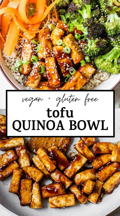 Tofu Lunch Meal Prep, Tofu And Quinoa Recipes, Summer Tofu Recipes, Low Calorie Tofu Recipes, Tofu Quinoa Bowl, Tofu Quinoa, Vegan Quinoa Recipes, Quinoa Broccoli, Sesame Tofu