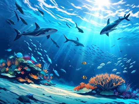 Photo the underwater world of the ocean ... | Premium Photo #Freepik #photo Fantasy Ocean Art, World Oceans Day, Under The Ocean, Ocean Day, World Images, Oceans Of The World, Under Water, Ocean Themes, Sea World