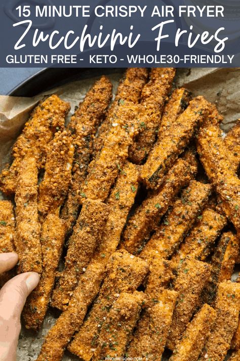 Low Carb Whole 30, Air Fryer Zucchini Fries, Sleeve Recipes, Air Fryer Zucchini, Bariatric Sleeve, Fried Zucchini, Healthy Appetizer, Keto Side, Easy Vegetable