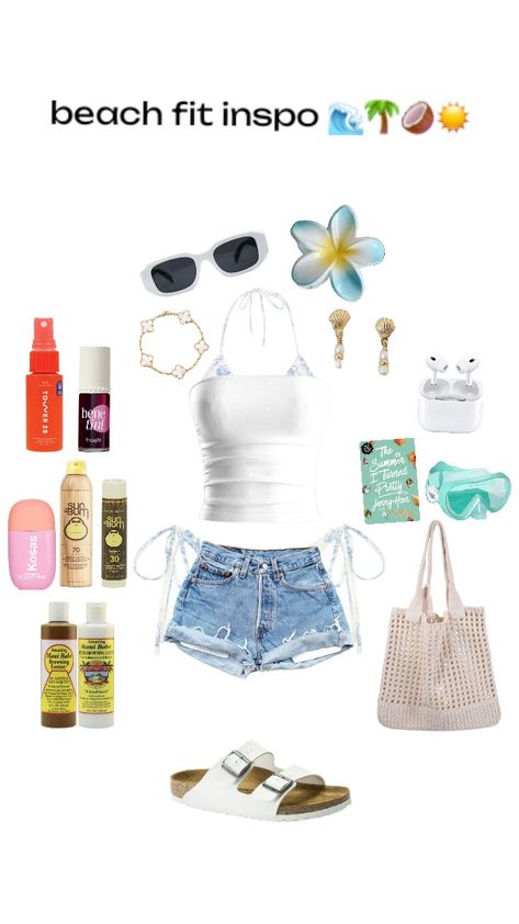 beach fit inspo! #outfit #outfitinspo #summer #beach #beach outfit #preppy #cute #fyp #blowup Cruise Outfits For Teens, Preppy Beach Outfits, Beach Outfits Teenager, Bahamas Outfit, Beach Aesthetic Outfits, Island Vacation Outfits, Beach Day Outfit, Beach Girl Outfits