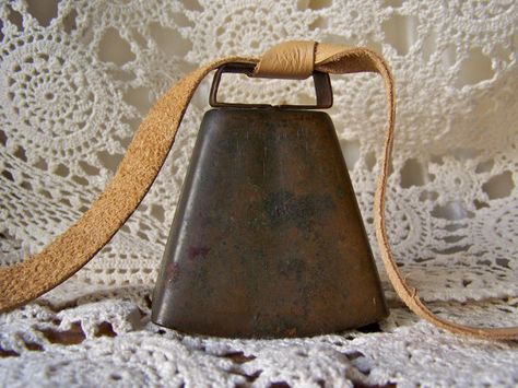 Vintage Cow Bell by cynthiasattic on Etsy, $25.00 Vintage Cow Bells, Country Cow, Bell Sound, Scottish Highland Cow, Fuzzy Blanket, Cow Bell, Vintage Tins, Jute Rope, Living Room Colors