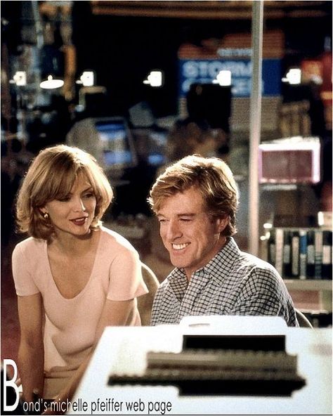 Pfeiffer and Redford in Up Close and Personal.... Happy Birthday Michelle, Sun Dance, Early 20s, Michelle Pfeiffer, Robert Redford, Sundance Film, Famous Couples, Up Close And Personal, Romantic Drama