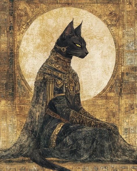 Bastet Goddess, Egypt Aesthetic, Egyptian Cat, Cat Art Illustration, Animal Portraits Art, Deep Art, Egypt Art, Egyptian Gods, Egyptian Art