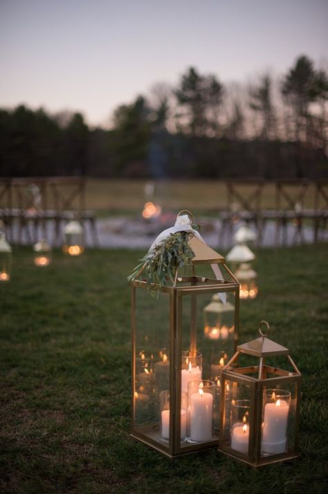 Releasing Lanterns At Wedding, Candle Lit Outdoor Wedding, Candles In Fireplace Wedding, Outdoor Wedding Lanterns, Lantern Wedding Ceremony, Candle Lit Wedding Ceremony, Acotar Wedding, Lantern Wedding Decor, Mood Idea