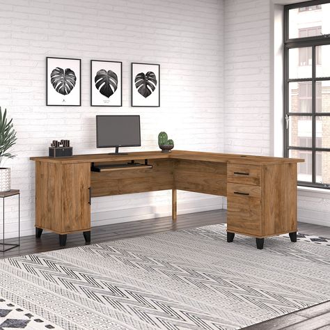 Make a professional statement while maximizing the potential of your home office with the 72-inch L-shaped Desk. Desk Overstock, Vertical Storage Cabinet, L Shaped Desk With Storage, Desk With Keyboard Tray, L Desk, L Shape Desk, Shaped Desk, Desk With Storage, Sit To Stand