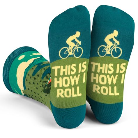 PRICES MAY VARY. Cotton Blend Imported Pull On closure Machine Wash Funny bike socks for cyclists: Bicycle socks inspired by The Tour de France, featuring racers riding a winding road through a vibrant mountain landscape. The bottom of the socks feature a hidden message that bikers will love: ''This is How I Roll'' One size fits most: Unisex crew length socks, fits most men with US shoe size 6-13, and women size 7 and up. A funny bike gift for men and women: These bike socks are a perfect gift t Outdoorsy Men, Novelty Gifts For Men, Bike Socks, Teen Christmas Gifts, Bike Gift, French Collection, Cycling Socks, Teen Humor, Hidden Message