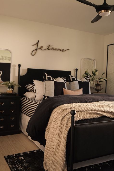 HomeHome DecorBedding & BathBed … curated on LTK Black And Tan Bedding, Tan Bedroom Ideas, Black And Cream Bedroom, Black White And Gold Bedroom, Black Upholstered Bed, Cream Bedroom Ideas, Black Nightstands, Tan Bedroom, Bedroom Decor Black