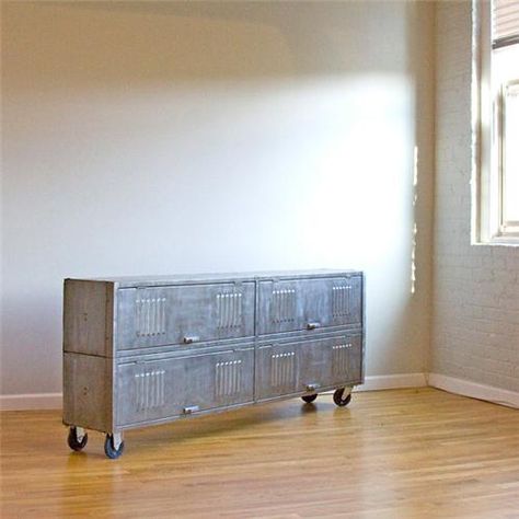 repurpose lockers | Dishfunctional Designs: Salvaged & Repurposed: Vintage Lockers Repurposed Metal, Locker Designs, Vintage Lockers, Repurposed Art, Metal Lockers, Steel Locker, Vintage Industrial Furniture, Metal Cabinet, Empty Room