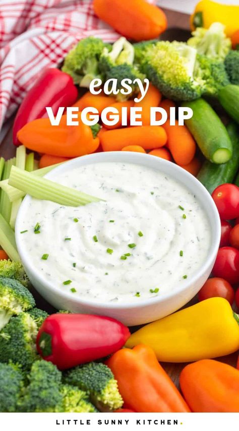 This Easy Veggie Dip recipe is so much better than store bought dips or packaged mixes, and it only takes a few minutes to make! It's the perfect quick dip for a last minute gathering. Easy Veggie Dip Recipe, Veg Dip, Sour Cream Veggie Dip, Easy Veggie Dip, Savoury Dips, Veggie Dips, Veggie Dip Recipe, Dip For Veggies, Flavored Butters