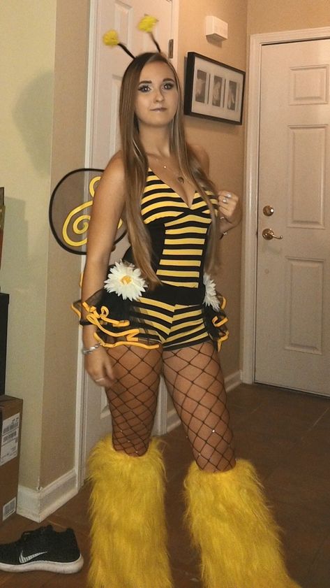 Bumble bee costume ! #halloween #costumes #cosplaygirl  #beecostume #outfits #fall #hairstyles Bumble Bee Inspired Outfit, Bee Theme Outfit, Bumblebee Costume Women's, Bee Halloween Costumes Women, Bumblebee Halloween Costumes, Bumble Bee Halloween Costumes, Bee Themed Outfit, Bumble Bee Costume Women, Bee Costume Women's