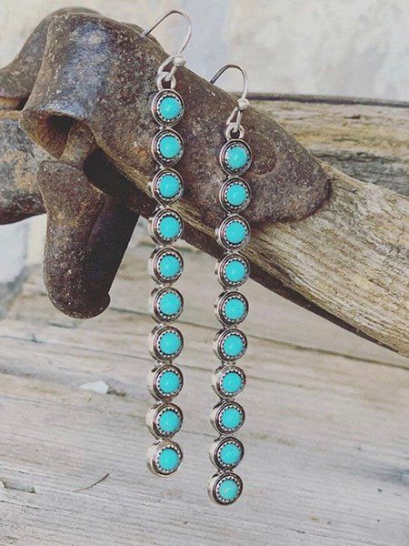 Boho Turquoise Earrings Silver Boho Jewelry, Beach Earrings, Natural Stone Earrings, Turquoise Earrings Dangle, Vintage Inspired Jewelry, Long Dangle Earrings, Styl Boho, Beaded Dangle Earrings, Antique Earrings