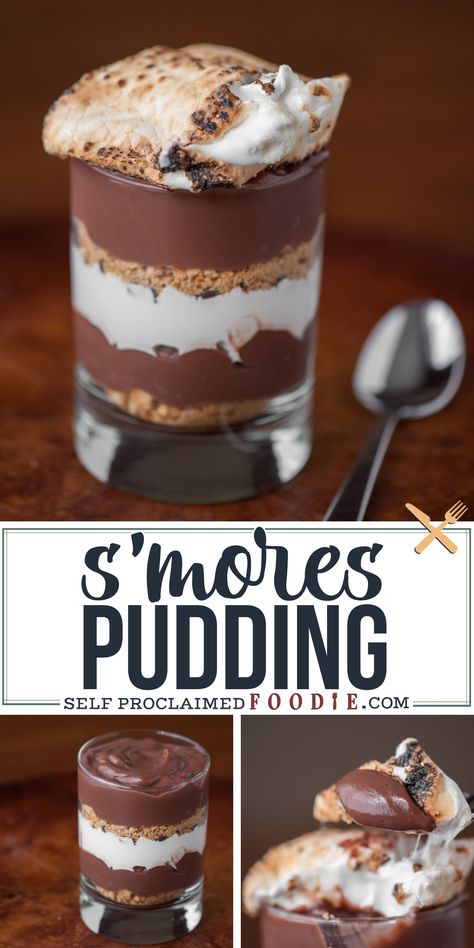 Smores Pudding, Marshmallow Desserts, Marshmallow Chocolate, Pudding Parfait, Easy Chocolate Desserts, Quick Easy Desserts, Dessert Easy, Marshmallow Creme, Pudding Desserts