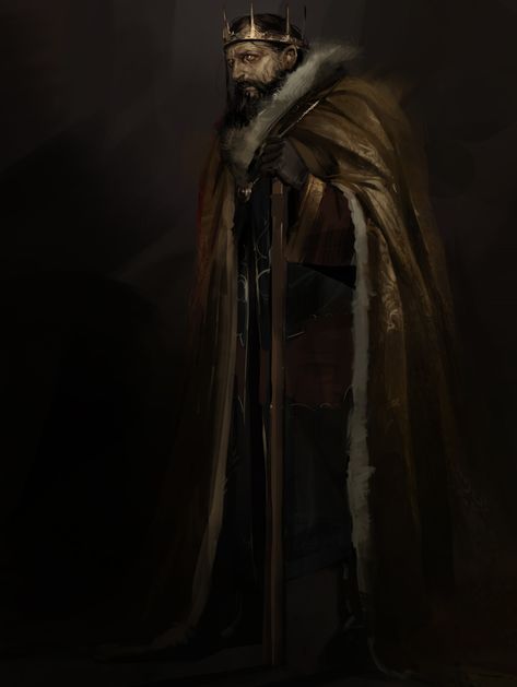 Old King Fantasy Art, Evil King Character Design, Hooded Character Design, Fantasy King Art, King Fantasy Art, King Character Design, King Concept Art, King Reference, King Silhouette