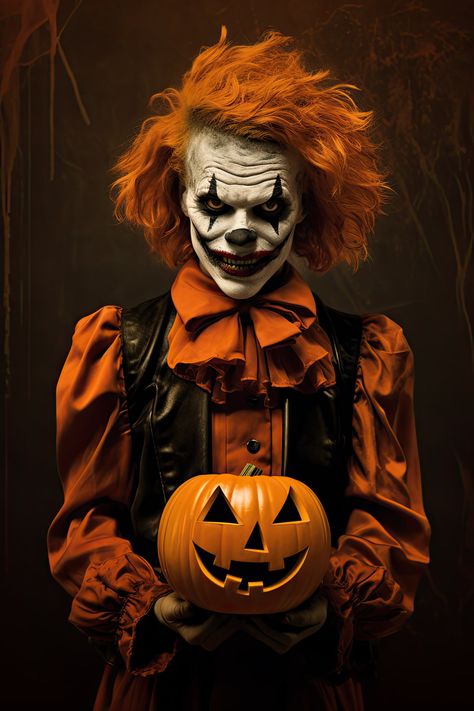 Halloween artwork Scary Clown Face, Halloween Costumes Men, Women Halloween Costumes, Spooky Halloween Pictures, Helloween Wallpaper, Happy Halloween Pictures, Scary Clown Makeup, Halloween Circus, Drag Make-up