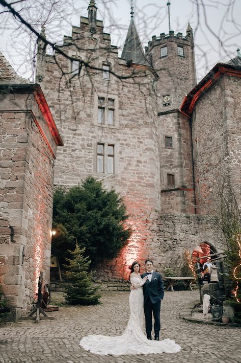 The facade of castle wedding venues is unbeatable! Just perfect for those dreaming of a wedding like a fairytale! This castle wedding venue where Jenny and Gordon tied the knot is particularly awesome because it has a chapel for religious weddings! German Wedding Venues, German Wedding Traditions, Castle Wedding Venues, Romantic Castle, Germany Wedding, Castle Weddings, German Wedding, Castle Wedding Venue, European Castles