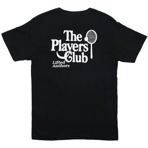 Lifted Anchors Men Membership Graphic Tee (black) The Players Club, Players Club, Graphic Shirt Design, Design Jersey, Shirt Design Inspiration, Graphic Tee Design, Tee Shirt Designs, 로고 디자인, Apparel Design