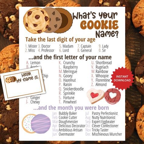 Make your Cookie themed party extra fun with this printable game plus sign and name tag template! Perfect for all ages.  2 game variations in case attendees are same/similar age. This is a digital download. Print as many times as you need! 1 game (2 versions), 1 name tag template and 1 sign included in size US Letter.  Coordinates with Avery Labels #25395. And, check out my cookie game bundle.  8 more fun cookie games. https://www.etsy.com/theflooringgirl/listing/1594003980/ To Use: - Download y Cookie Themed Party, Cookie Party Decorations, Cookie Birthday, Cookie Birthday Party, Birthday Party Game, Name Game, Cookies And Milk, Cookie Games, Baking Games