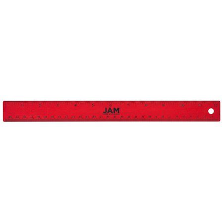 JAM Paper Non-Skid Red Stainless Steel 12 Inch Ruler is the accurate measuring tool you need for your everyday math problems at school, home or work! One foot long, this shiny and semi-flexible ruler is easy to store away in a drawer, bag, desk and locker. It contains both inch and centimeter marks and a non-skid back that'll prevent it from sliding when you need it to hold still. This red ruler is stainless steel and feature rounded corners, so you won't have to worry about it easily snapping i Flexible Ruler, Everyday Math, Inch Ruler, Jam Paper, Math Problems, Paper Envelope, Measurement Tools, Paper Envelopes, Rounded Corners