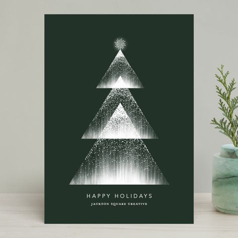 Lights Business Holiday Cards by Vivian Yiwing | Minted Company Holiday Card Design, Christmas Card Graphic Design, Christmas Card Business, Company Christmas Card, Business Christmas Card, Xmas Packaging, Company Holiday Cards, White Christmas Card, Modern Christmas Card