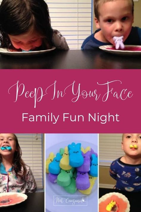 Family Fun Night wouldn't be the same without this sweet and sticky theme...marshmallow Peeps! Have fun with these easy Peeps games your family will love! #familyfun #eastergames #notconsumed Easter Party Games, Games Outdoor, Fun List, Kids Backyard, Marshmallow Peeps, Games Family, Easter Games, Family Fun Night, Games Kids