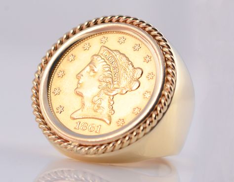 Gents Rings, Gold Coin Jewelry, Coin Jewellery, Gold Coin Ring, Gold Bullion Coins, Ladies Rings, Canoga Park, Gents Ring, Expensive Jewelry Luxury