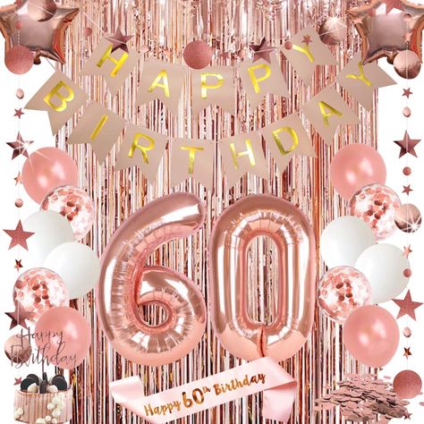 PRICES MAY VARY. SUPER POPULAR 60TH BIRTHDAY PARTY DECORATION - We have been put together all you need rose gold birthday decorations, make your 60 year old birthday party planning that much easier and Stunning. Our unique and funny 60th birthday party decorations set can help you light up the beautiful night, make the 60th birthday party a memorable moment. SUPER VALUE COMBINATION - We help you to save money, time and effort by putting together a package that has high quality, reasonably priced 60 Anniversary Decorations, 40th Birthday Balloons, Birthday Decorations For Women, 50th Birthday Cake Toppers, 60th Birthday Party Decorations, Gold Birthday Decorations, 60th Birthday Decorations, 40th Birthday Party Decorations, 50th Birthday Party Decorations