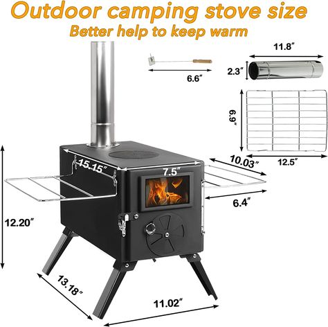 DOALBUN Outdoor Portable Wood Burning Stove , Heating Burner Stove for Tent,Camping, Ice-fishing, Cookout, Hiking, Travel, Includes Pipe Tent Stove+Tent Stove Jack Wall Tent Wood Stove, Diy Tent Stove Wood Burning, Portable Electric Stove, Stove Paint, Camping Wood Stove, Wood Burning Cook Stove Tractor Supply Co, Camping Wood Stove Walmart, Tent Stove, Wall Tent