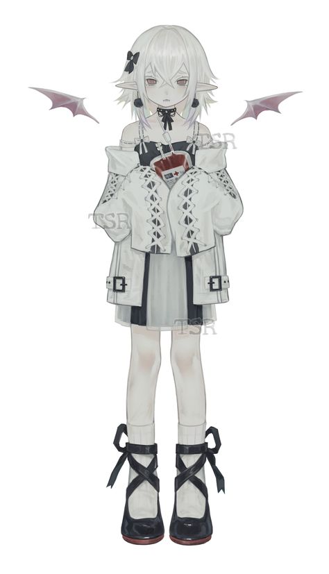 Vtuber Model Clothes Ideas, Adopt Ideas Art, Vampiric Outfits, Vampire Oc Ideas, Vampire Art Anime, Vampire Outfit Drawing, How To Render Clothes, Vampire Oc Art, Paint Rendering