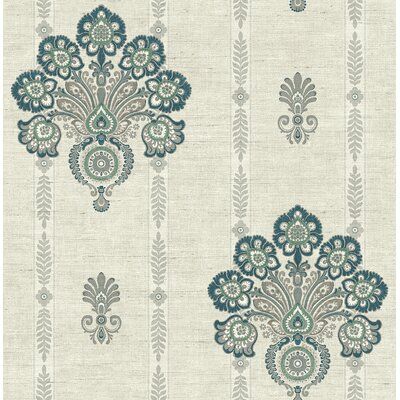 Astoria Grand Opulent designs are paired with a rich dignified color palette majestic combinations of metallic and colorful opaque inks create a marvelous contrast to the traditional and sophisticated feel this Striped Floral Damask 32.81' L x 20.5" W Wallpaper Roll embodies. Add luxury and grandeur to your home with this stunning wallpaper roll of motifs, textures, damask, and medallions. | Astoria Grand Joe Striped Floral Damask 32.81' L x 20.5" W Wallpaper Roll, Paper in Gray/Distressed/Cream Roll Paper, W Wallpaper, Textile Pattern Design, Floral Damask, Damask Wallpaper, Visual Texture, Stunning Wallpapers, Wallpaper Panels, Burke Decor