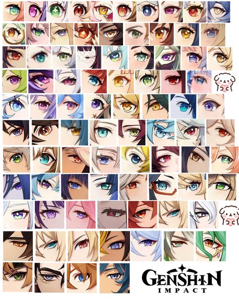 . Learn about the mysterious new character and her powers in this comprehensive guide. #GenshinImpact #AllEyes . #Kawaii #Character_Eyes_Reference #Genshin_Inspired_Makeup #Eye_Makeup_Designs_Art Genshin Eyes Drawing, Character Eyes Reference, How To Draw Genshin Eyes, Genshin Eyes Reference, Anime Face Markings, Anime Eyes Design, Genshin Impact Eyes, Genshin Eyes, Anime Character Eyes