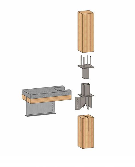 Clt Details Architecture, Clt Construction Detail, Steel And Timber Architecture, Timber Structure Architecture, Mass Timber Architecture, Timber Joints, Construction Details Architecture, Mass Timber, Laminated Veneer Lumber