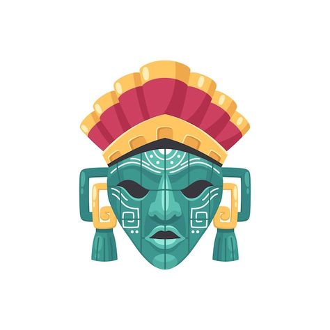 Vector gratuito ilustración de máscara d... | Free Vector #Freepik #freevector #maya-mascara #cultura-maya #historia-antigua #maya Ancient Mask, Cartoon Composition, Maya Calendar, Aztec Symbols, Aztec Civilization, Maya Civilization, Maya Art, Ancient Aztecs, Aztec Culture