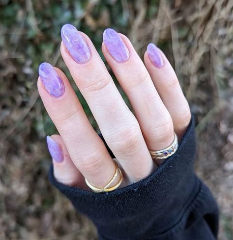 Amethyst Inspired Nails, Purple Jade Nails, Amythest Nails, Lavender Jelly Nails, Jelly Purple Nails, Amethyst Nails Acrylic, Jelly Nails Purple, Nails In January, Purple Star Nails