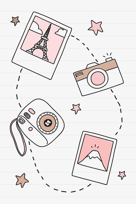 Hand drawn travel element vector set | free image by rawpixel.com Travel Doodles, Kraf Kertas, Doodle Art Journals, Pola Sulam, Easy Doodle Art, Easy Doodles Drawings, Bullet Journal Art, Mini Drawings, Bullet Journal Doodles