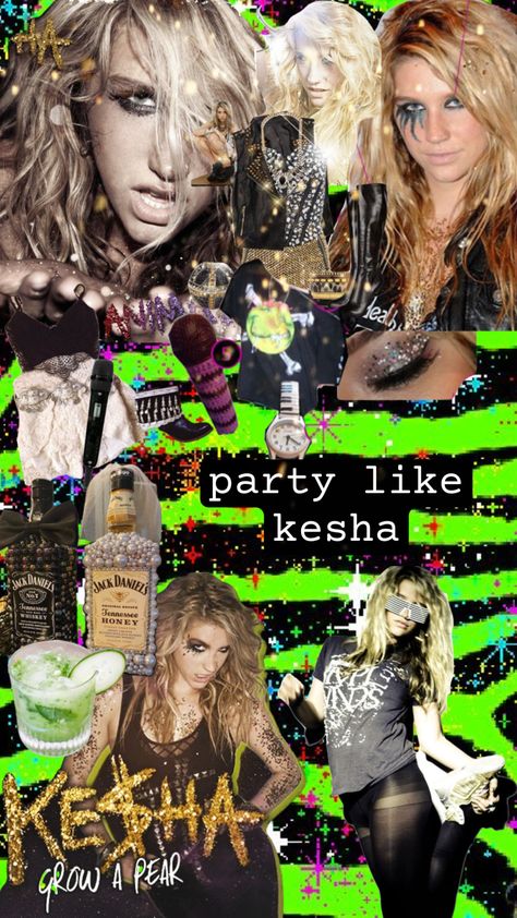 Kesha Aesthetic Y2k, Kesha Themed Party, Kesha Birthday Party, Kesha Party Aesthetic, Ke$ha Aesthetic, Kesha Concert Outfit Ideas, Kesha Aesthetic 2010, Kesha 2000s, Kesha Wallpaper