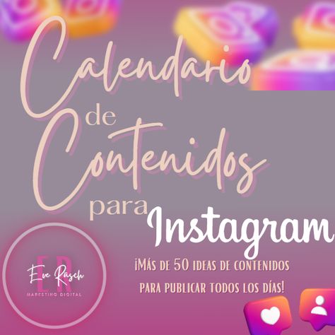 calendario con mas de 50 ideas para que publicar el contenido correcto y planificar sea fácil, leve y rápido. acede en el enlace Ideas Para, Marketing Digital, Internet, Marketing, Instagram