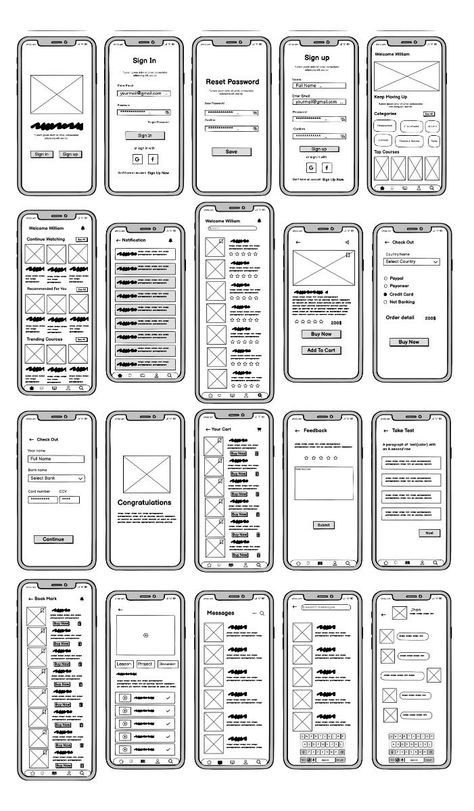 Simple wireframe design with low fidelity. #minimalist #functional #userexperience #prototyping #webdesign Low Fidelity Prototype, Low Fidelity Wireframes, Figma Wireframe, Wireframe Mockup, Wireframe Sketch, App Wireframe, Webpage Layout, Mobile Ux, Wireframe Design