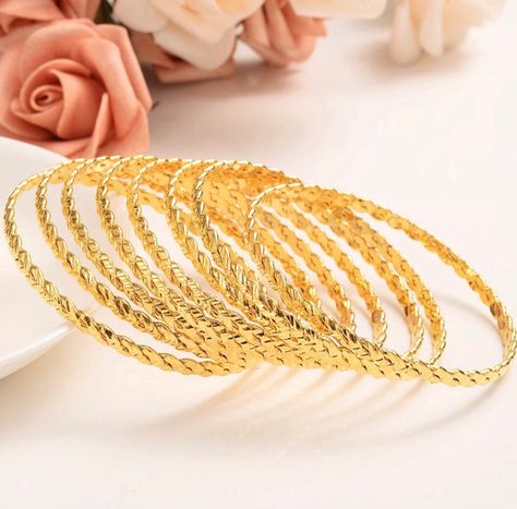 Dubai Gold Bangles, Middle Eastern Jewelry, Ethiopian Jewelry, 18k Gold Bangle, Indian Bangles, Engraved Bangle, Gold Bangles For Women, Copper Gifts, Stackable Bangles