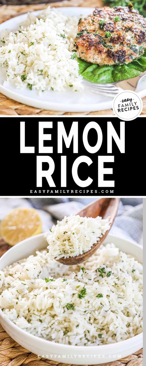 This lemon rice is the perfect simple, flavorful, and versatile side dish. It's made with long-grain rice that's perfectly flavored with chicken broth, lemon juice, and your choice of herb. Take 25 minutes to whip this side dish up, top it off with parsley, cilantro, dill, or basil, then enjoy it with any entree you like. This recipe pairs beautifully with classic grilled chicken, steak, or any Mediterranean, Greek, or Indian entrees. Cilantro Lemon Rice, Long Grain Rice Recipes, Grilled Chicken Sides, Indian Entree, Herb Rice, Herbed Rice, Jasmine Rice Recipes, Greek Grilled Chicken, Greek Turkey Burgers