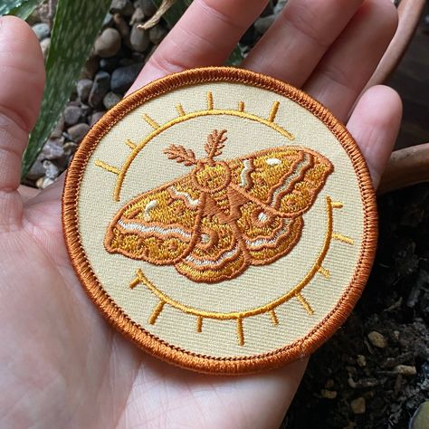 IO Moth Embroidered Patch, Iron on Patch - Holistic Habitat Io Moth, Iron On Embroidered Patches, Cute Patches, Cool Patches, Patches Jacket, Original Illustration, Embroidery Patches, Iron On Patch, Embroidered Patch