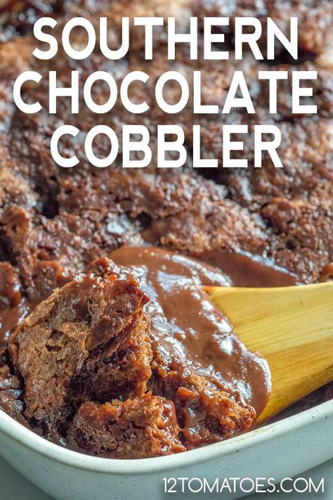 Southern Chocolate Cobbler, Easy Dessert Ideas, Cobbler Easy, Chocolate Cobbler, 12 Tomatoes Recipes, Southern Desserts, Chocolate Lava, Chocolate Lava Cake, Cobbler Recipe