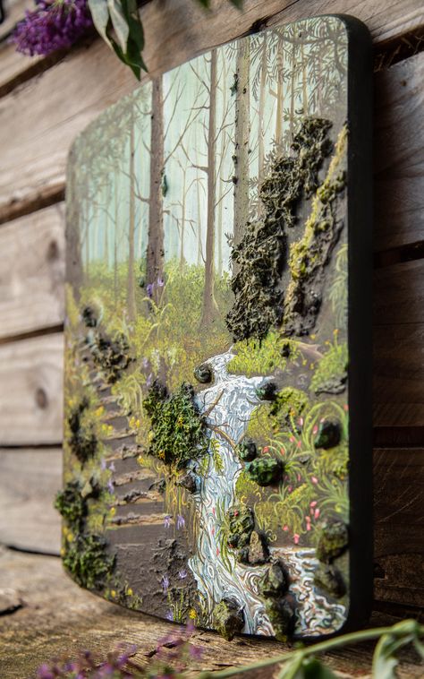 "\"The Mystery Place\"-Acrylics on wooden board. Mixed Media" Environment Art, Forest Painting, Painting Landscape, Environmental Art, Wooden Board, Acrylic Paintings, Landscape Paintings, Mixed Media, Acrylic Painting