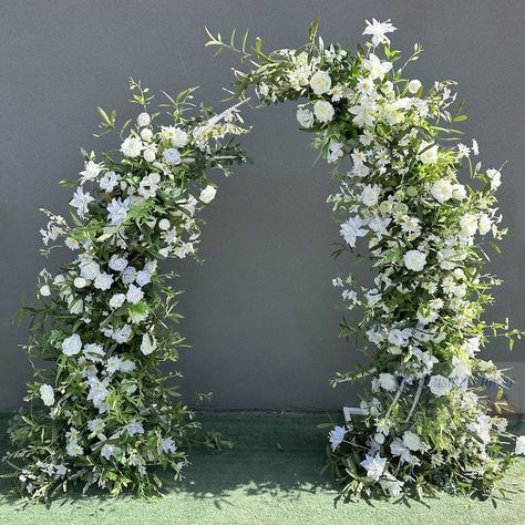 Artificial Flower Arch, Floral Combinations, Wedding Ceremony Floral Arch, Ceremony Floral Arch, Whimsical Backdrop, Flower Archway, Party Event Decor, Flower Runner, White Floral Arrangements