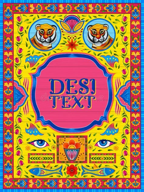 Text Art Typography, India Illustration, Truck Art Pakistan, Estilo Kitsch, Truck Illustration, Logo Design Women, Kitsch Art, Illustration Colorful, Indian Illustration